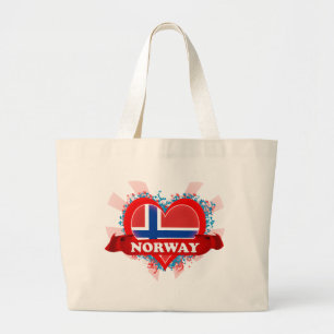 Vintage i-Liebe Norwegen Jumbo Stoffbeutel
