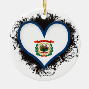 Vintage i-Liebe West Virginia Keramikornament