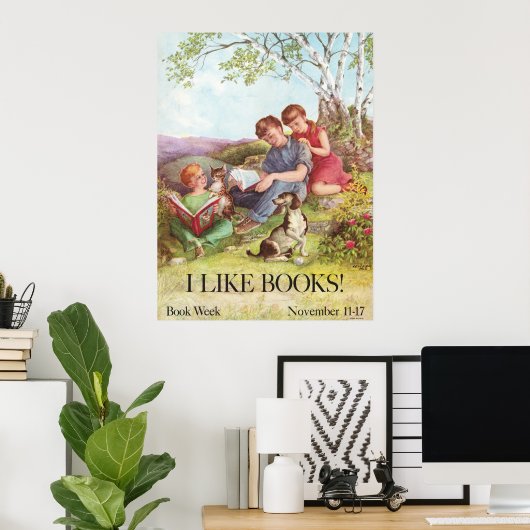 Vintage "I Like Books" Poster von Kate Seredy 1962 (Heimbüro)