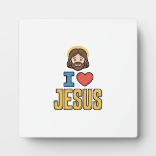 Vintage I Love Jesus Christliches Grafikdesign Fotoplatte