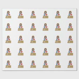Vintage I Love Jesus Christliches Grafikdesign Geschenkpapier