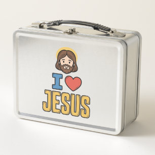 Vintage I Love Jesus Christliches Grafikdesign Metall Brotdose