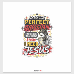 Vintage I Need Jesus Christliches T-Shirt Design_1 Aufkleber