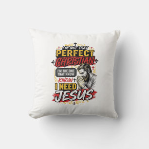 Vintage I Need Jesus Christliches T-Shirt Design_1 Kissen