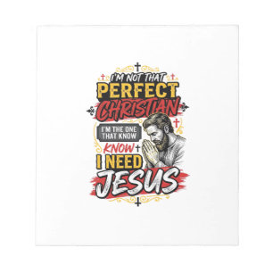 Vintage I Need Jesus Christliches T-Shirt Design_1 Notizblock