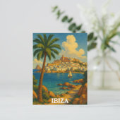 Vintage Ibiza Travel Retro Baleareninsel Postkarte (Stehend Vorderseite)