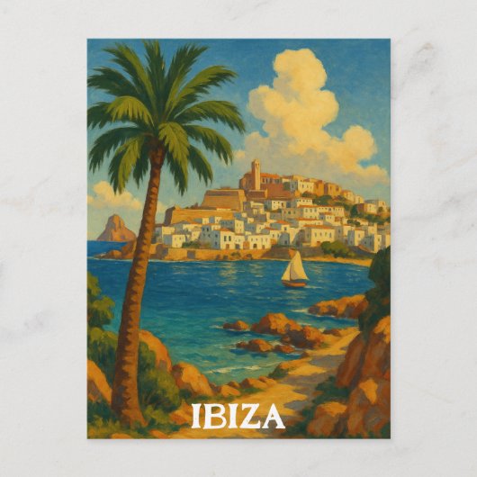 Vintage Ibiza Travel Retro Baleareninsel Postkarte (Vorderseite)