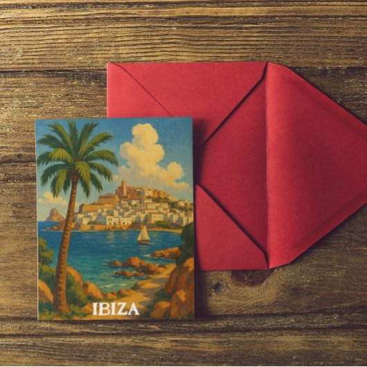 Vintage Ibiza Travel Retro Baleareninsel Postkarte