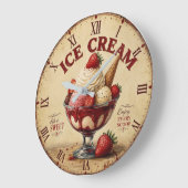 Vintage Ice Cream Große Wanduhr (Winkel)
