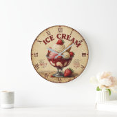 Vintage Ice Cream Große Wanduhr (Zuhause)
