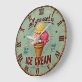 Vintage Ice Cream Retro Kitchen  Große Wanduhr (Winkel)