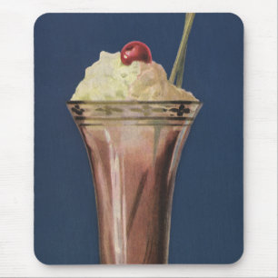 Vintage Ice Cream Shake, Whipped Cream & Cherry Mousepad