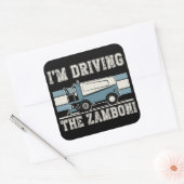 Vintage Ice Zamboni Hockey Rink Design Quadratischer Aufkleber (Umschlag)