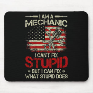 Vintage Ich bin Mechaniker, ich kann Dummheit nich Mousepad