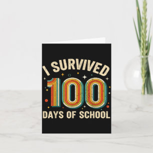 Vintage Ich habe 100 Schultage überlebt Schüler Te Karte