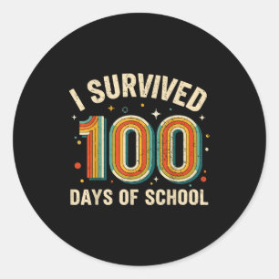 Vintage Ich habe 100 Schultage überlebt Schüler Te Runder Aufkleber