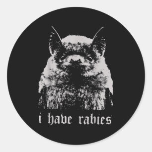Vintage Ich habe Tollwut Fledermaus Lustige Meme Z Runder Aufkleber