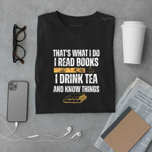 vintage ich lese bücher ich trinke tee und weiß be