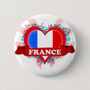 Vintage Ich liebe Frankreich Button
