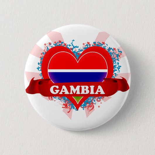 Vintage Ich liebe Gambia Button (Vorderseite)