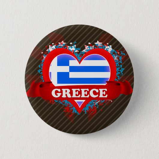 Vintage Ich liebe Griechenland Button (Vorderseite)