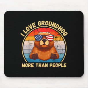 Vintage Ich liebe Groundhog mehr als Leute Groundh Mousepad