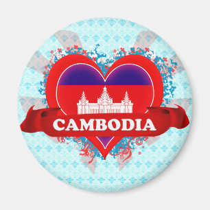 Vintage Ich liebe Kambodscha Magnet