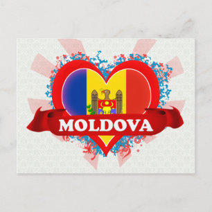 Vintage Ich liebe Moldawien Postkarte