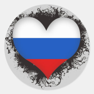 Vintage Ich liebe Russland Runder Aufkleber