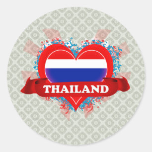 Vintage Ich liebe Thailand Runder Aufkleber