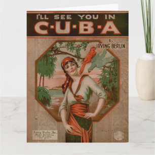 Vintage Ich sehe dich in Kuba Reise Karte