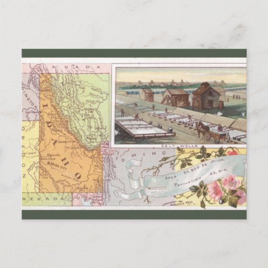 Vintage Idaho Map Postkarte (Vorderseite)