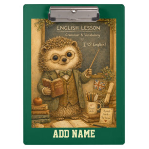 Vintage-Igel-Englischlehrer Klemmbrett