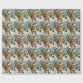 Vintage-Igel mit Weihnachtsbeerkorb Geschenkpapier (Flach)