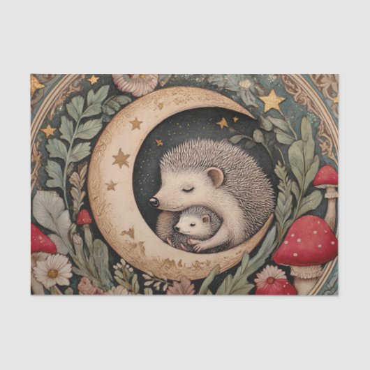 Vintage-Igel-Wald-Blumen-William-Morris Seidenpapier (Vorderseite)