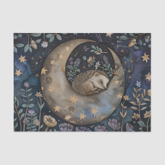 Vintage-Igel-Wald-Blumen William Morris  Seidenpapier (Vorderseite)
