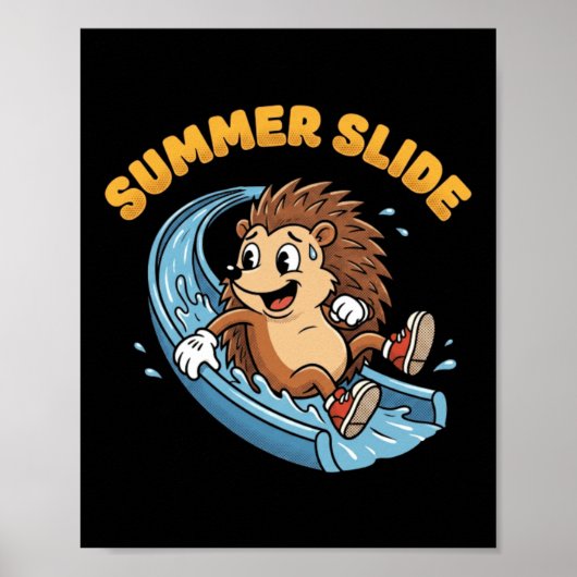 Vintage-Igel-Wasserrutsche Sommer-Rutsche Retro Poster (Vorne)