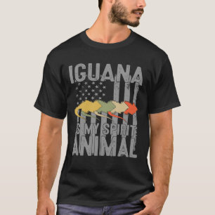 Vintage Iguana Is My Spirit Animal  American Flag T-Shirt