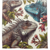 Vintage Iguana Nahtlose Malerei Duschvorhang (Vorderseite)