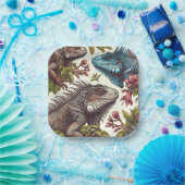 Vintage Iguana Nahtlose Malerei Pappteller (Party)