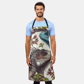 Vintage Iguana Nahtlose Malerei Schürze (Getragen)