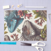 Vintage Iguana Nahtlose Malerei Seidenpapier (Handwerk)