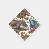 Vintage Iguana Nahtlose Malerei Serviette (Ecke)