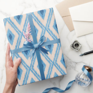 Vintage-Ikat-Blau-Muster. Geschenkpapier