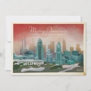 Vintage ikonisches Los Angeles Winter Nicht-Foto Feiertagskarte
