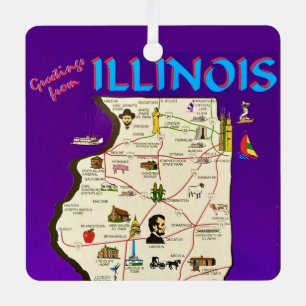 Vintage Illinois Grüße  Ornament Aus Metall