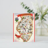 Vintage Illinois-Karte Postkarte (Stehend Vorderseite)