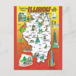 Vintage Illinois Prarie Staat Karte