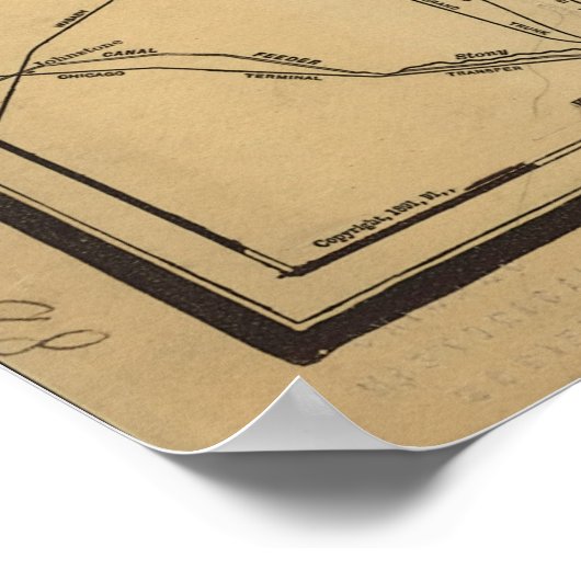 Vintage Illinois Railroad Map (1897) Poster (Ecke)