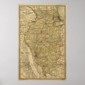 Vintage Illinois Railroad Map (1897) Poster (Vorne)
